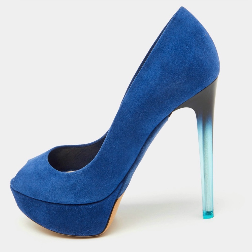 Dior Miss Dior peep toe pumps w iridescent stilettos size 38.5